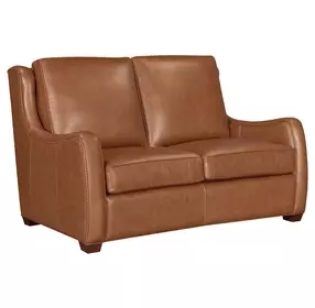 Channing Renaissance Cinnamon Leather 63" Loveseat with Nailhead Trim