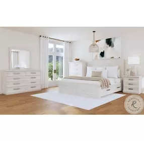 Rhiannon Antique White King Storage Panel Bed