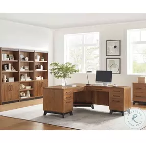 Avery Brown 64" Pedestal L Desk