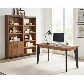 Avery Rich Medium Brown 60" Writing Desk with USB Charging