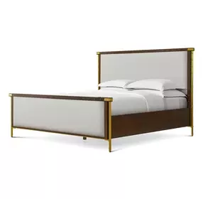 Alexa Hampton Cambridge and Gray Upholstered Tomaso King Panel Bed