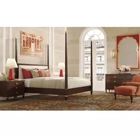 Marlborough Cambridge and Cream Upholstered Markos King Poster Bed