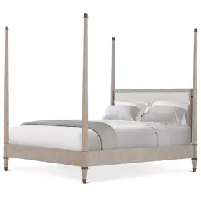 Marlborough Geo Coast and Cream Upholstered Markos California King Poster Bed