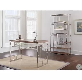 Alize Driftwood And Chrome Silver Shield 3D Laminate Desk