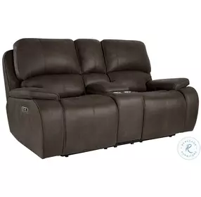Brookings Brown Power Reclining 79" Console Loveseat Power Headrest And Footrest