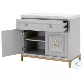 Azure Carrera Dove Gray And White Marble Media Chest