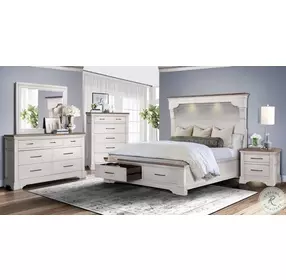 B00226 White And Brown King Platform Storage Bed