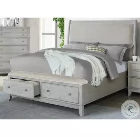 B0191A Brushed White Upholstered Sleigh Storage Bedroom Set