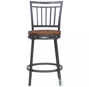 Filmore Golden Oak And Slate Gray 25" Swivel Bar Stool