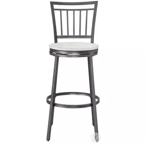 Filmore White Oak And Slate Gray Metal Back Swivel Counter Height Stool