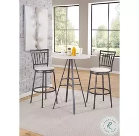 Filmore White Oak And Slate Gray Metal Back Swivel Bar Stool