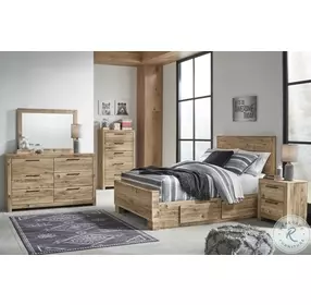 Hyanna Tan Brown Full Panel Bed with Double Side Storage