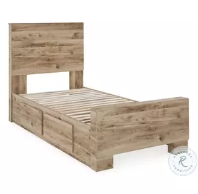 Hyanna Tan Brown Youth Panel Bedroom Set with 2 Side Storage