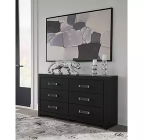 Raechalla Matte Black 6 Drawer Dresser