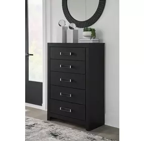 Raechalla Matte Black 5 Drawer Chest