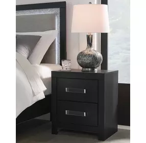 Raechalla Matte Black 2 Drawer Nightstand