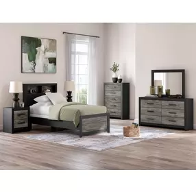 Jonnifer Black and Gray Twin Panel Bookcase Bed