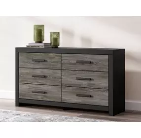 Jonnifer Matte Black and Warm Gray 6 Drawer Dresser