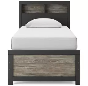 Jonnifer Black and Gray Youth Panel Bookcase Bedroom Set