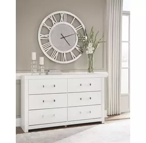 Raechalla Matte White 6 Drawer Dresser