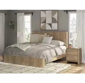 Dovander Warm Natural Brown King Panel Bed