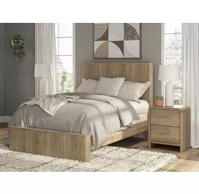 Dovander Warm Natural Brown Full Panel Bed