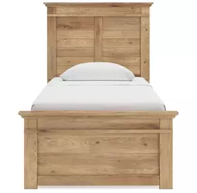Fenderport Tan Youth Panel Bedroom Set with 2 Side Drawer Storage