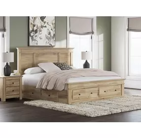 Fenderport Tan King Panel Bed with 4 Side Drawer Storage