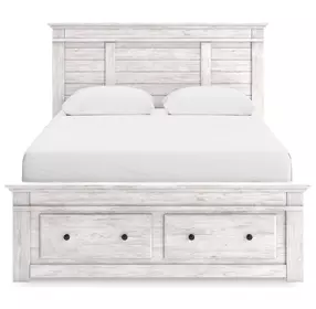 Fenderport Whitewash Panel Bedroom Set with Storage Footboard