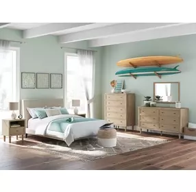 Cielden Soft Gray Full Upholstered Panel Bed