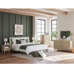 Cielden Soft Gray California King Upholstered Panel Bed