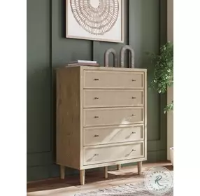 Cielden Tan 5 Drawer Wide Chest