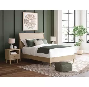 Cielden Brown and Beige Queen Panel Headboard