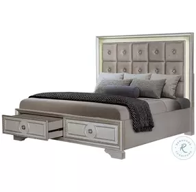 B01209 Silver Paint Upholstered Storage Bedroom Set