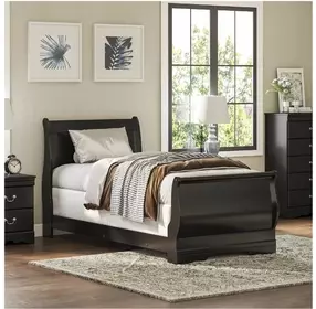 Huey Vineyard Black Twin Sleigh Bed