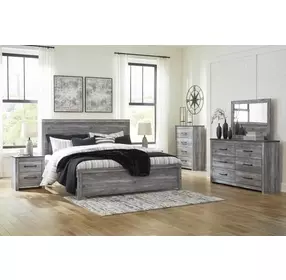 Bronyan Dark Gray 6 Drawer Dresser and Rectangular Mirror