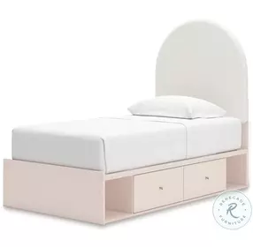 Wistenpine White And Blush Youth Upholstered Panel Storage Bedroom Set
