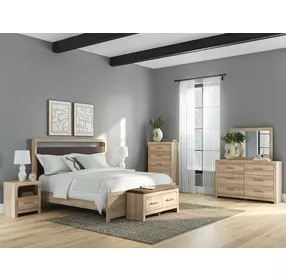 Hollymount Brown Upholstered Storage Bed Bench