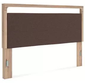 Hollymount Tan and Brown King Upholstered Panel Headboard with LED