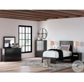 Maribel Black Twin Panel Bed with Low Footboard