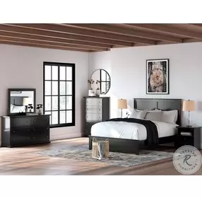 Maribel Black Queen Panel Bed with Low Footboard