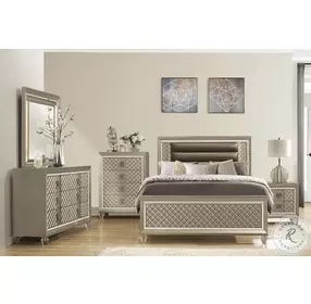 Loudon Champagne Metallic Full Upholstered Platform Bed