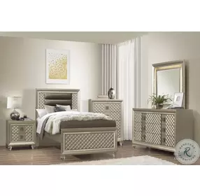 Loudon Champagne Metallic Twin Upholstered Platform Bed
