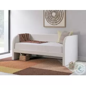 Shapella Tan And White Twin Upholstered Daybed