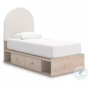 Shapella Tan And White Youth Upholstered Panel Bedroom Set with Storage