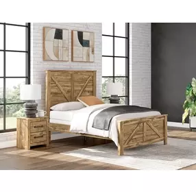 Branstony Golden Rustic Queen Crossbuck Panel Headboard