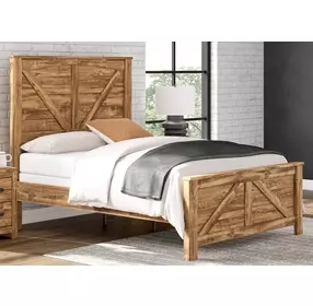 Hastiport Brown Queen Crossbuck Panel Bed