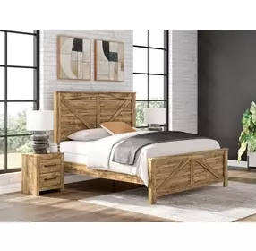 Branstony Golden Rustic King Crossbuck Panel Headboard