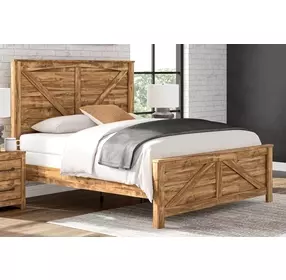 Hastiport Brown King Crossbuck Panel Bed