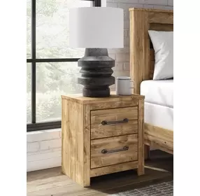 Hastiport Brown 2 Drawer Nightstand with USB Charging